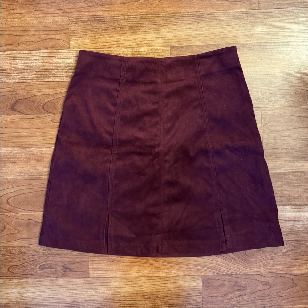 Francesca's Collections Blue Rain Rich Burgundy Mini Skirt